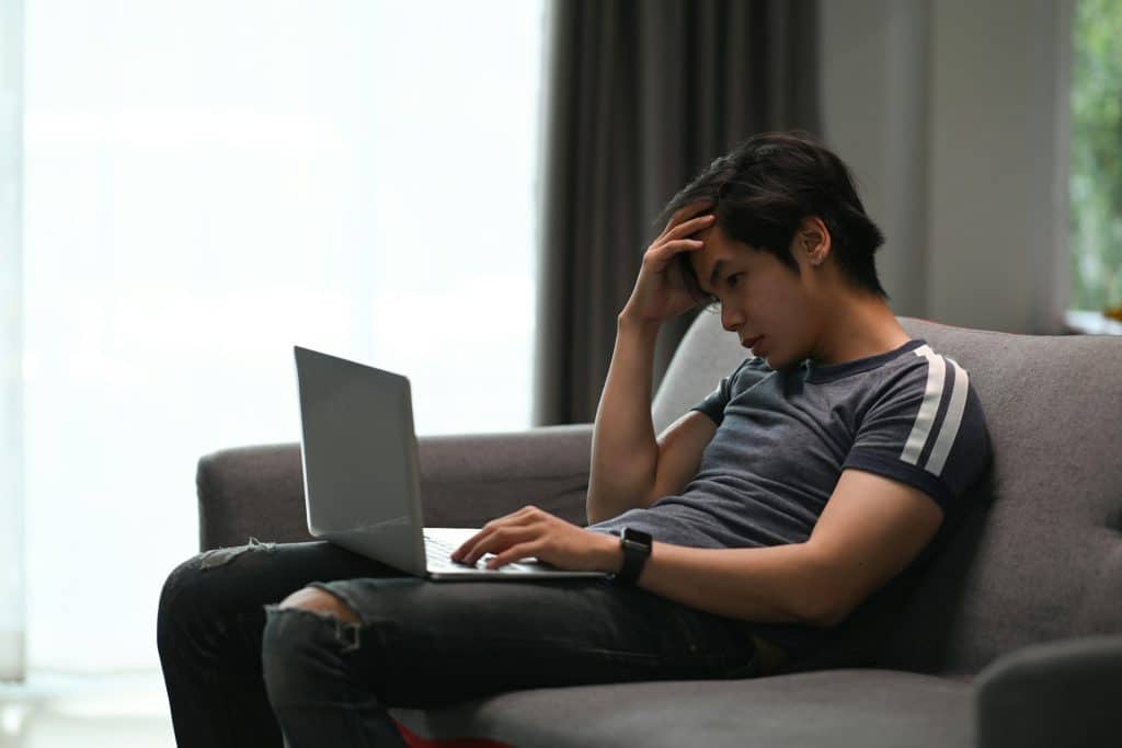 stressed man at home