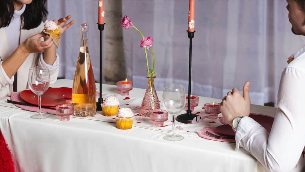 A man and woman having a Valentine's date 