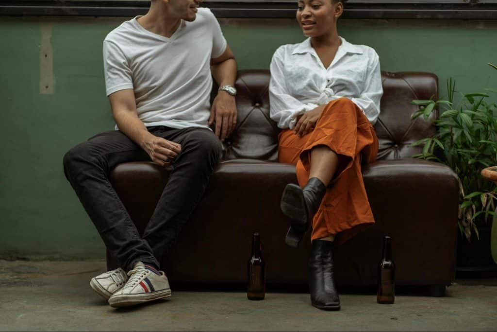 A man talking to woman