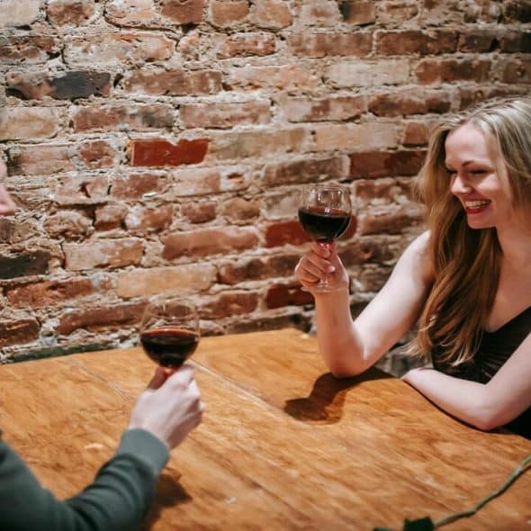 A couple talking during their date