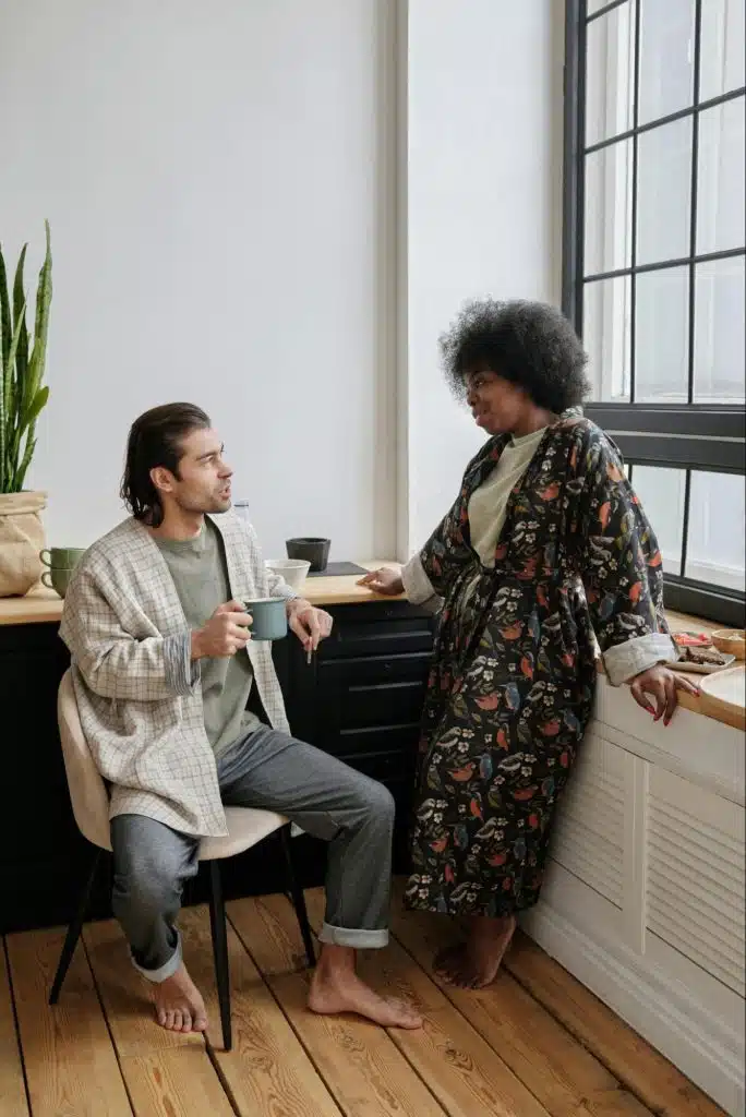 A man agreeing to woman