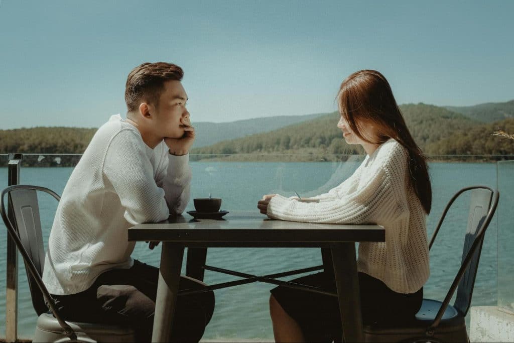 A man and woman dating