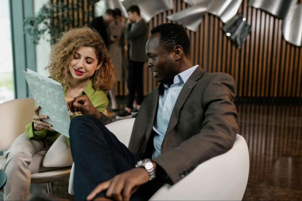 A man and woman having a discussion