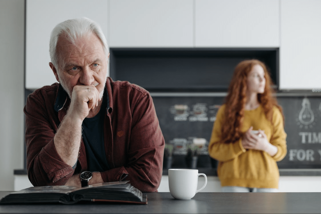 Man sitting alone on coffee table