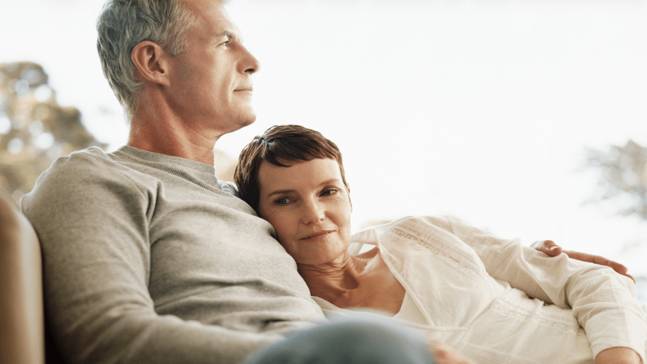 A mature couple relaxing together