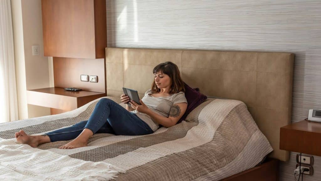 A woman resting at home
