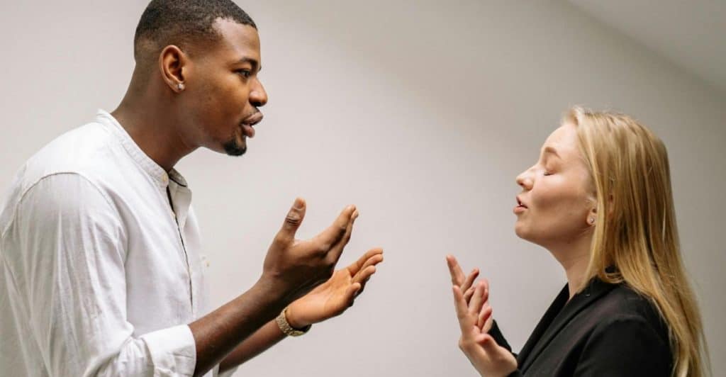 A man and woman arguing 