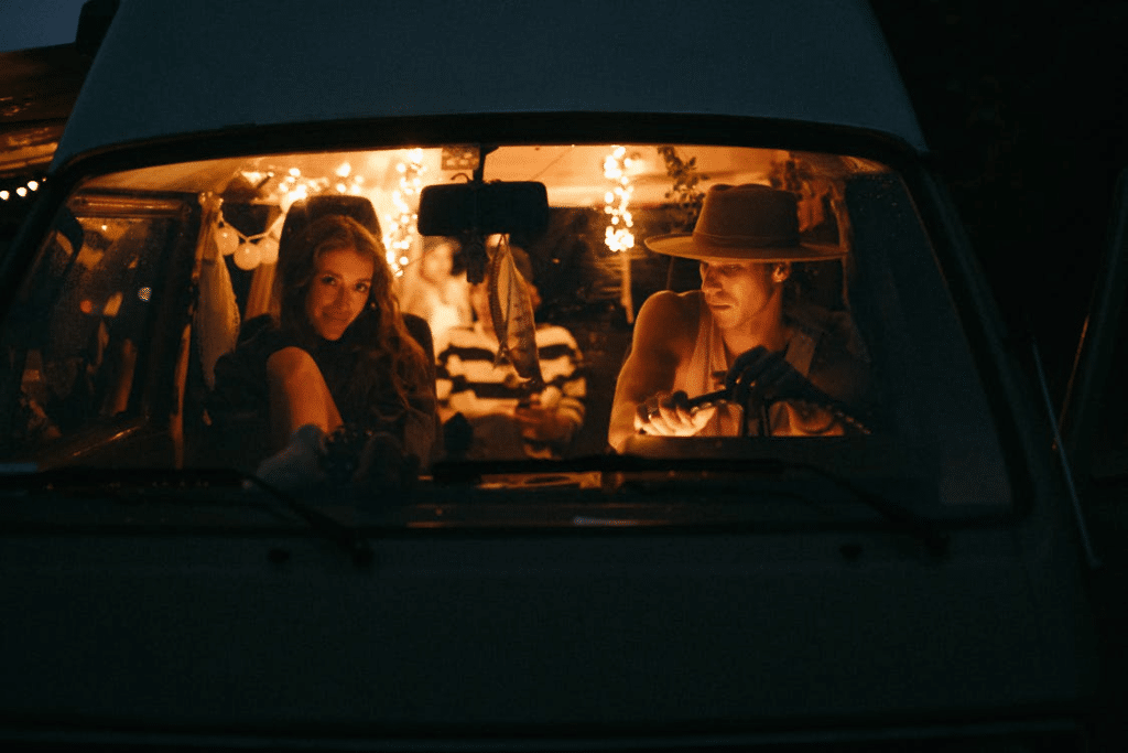 A couple going on a late night drive
