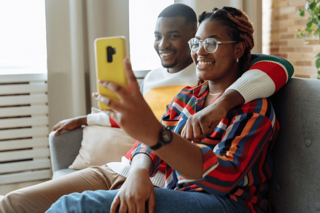 Couple taking a photo together