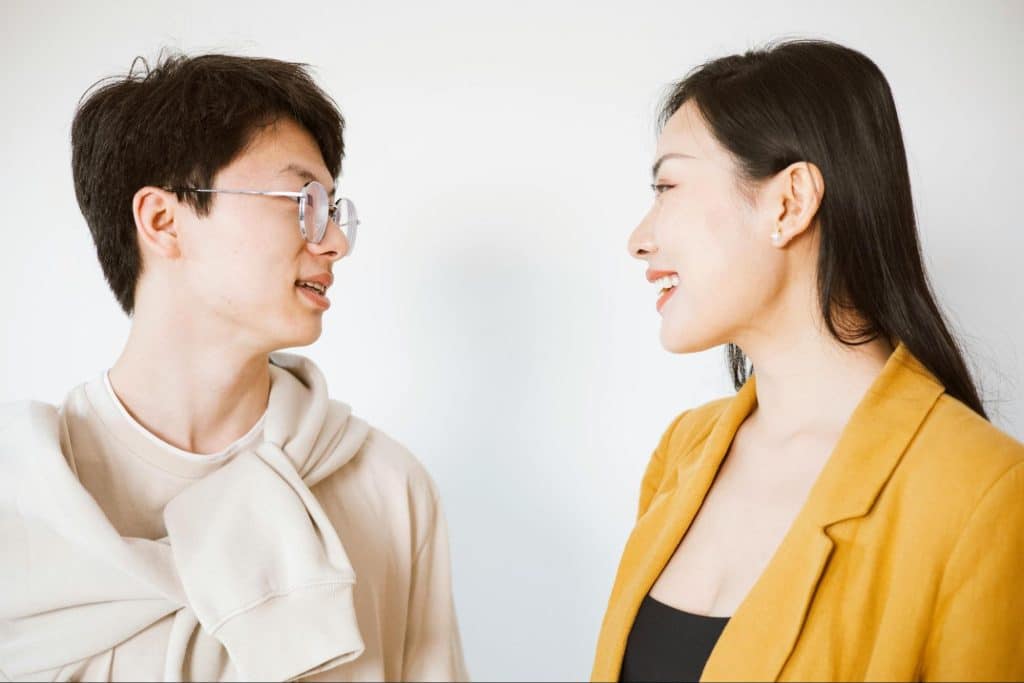 A man engaging to their conversation