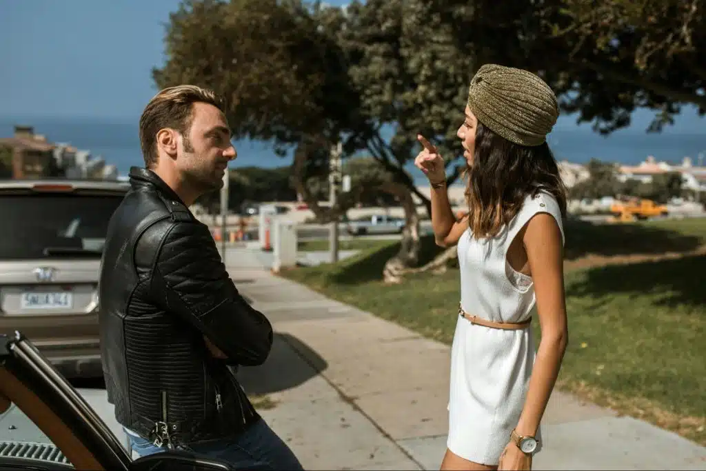 A man and woman arguing