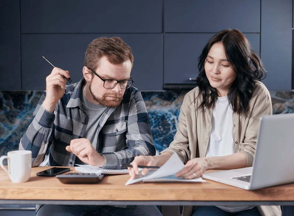 Couple looking at finances