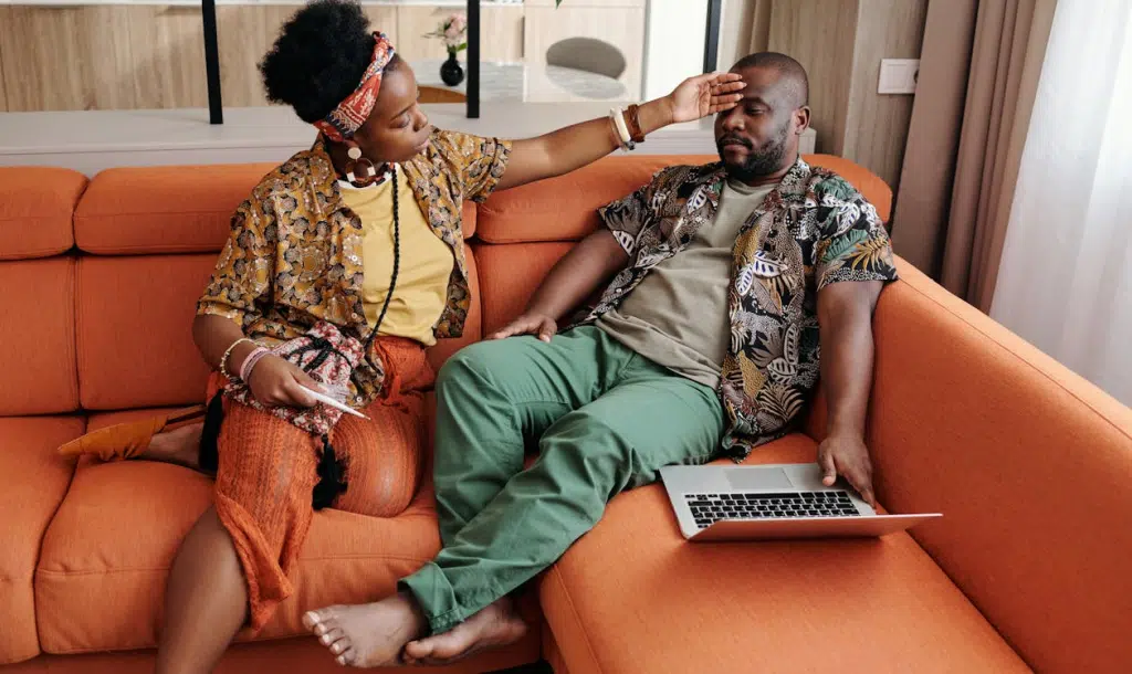 Wife checking in on husband