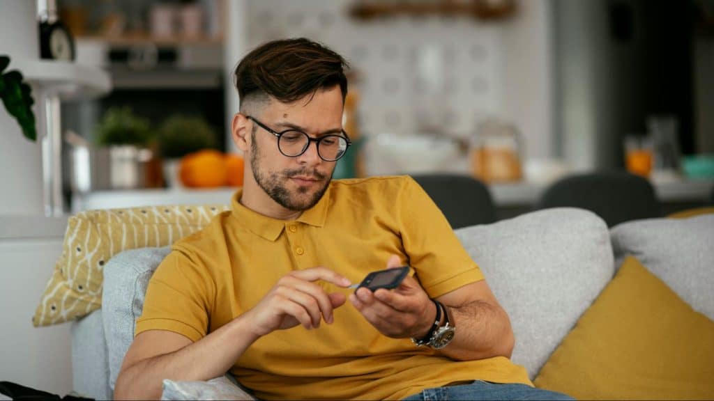 A man at the sofa