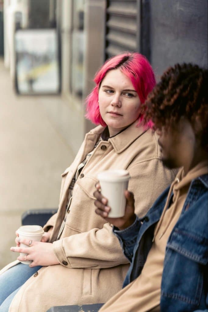 Woman looking at the man