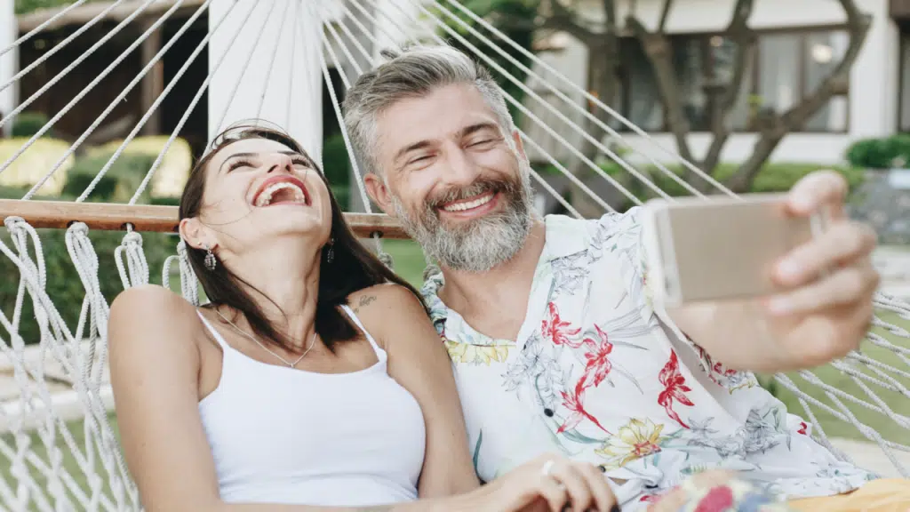 A couple taking a selfie together