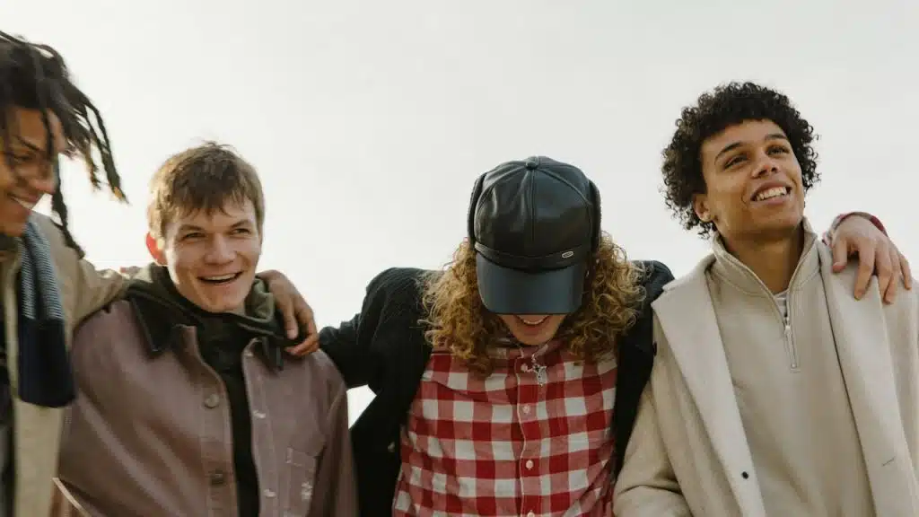 A group of friends enjoying themselves together.