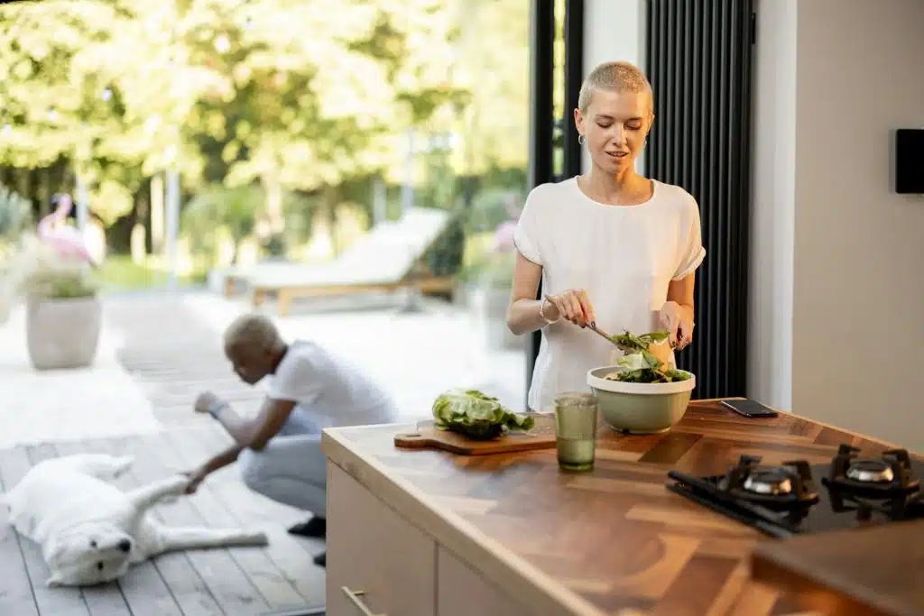 couple separate activities home