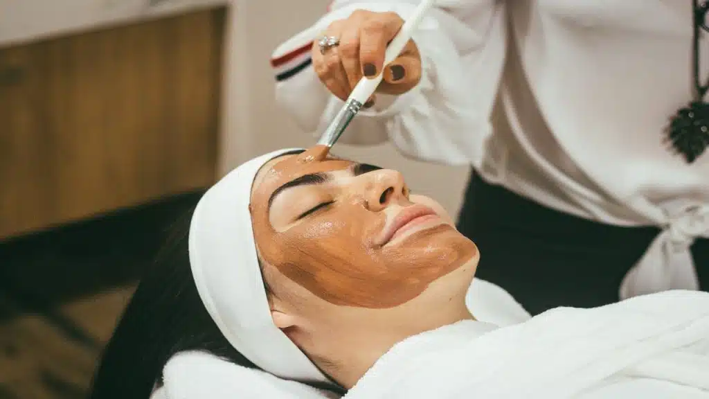 A woman getting a facial