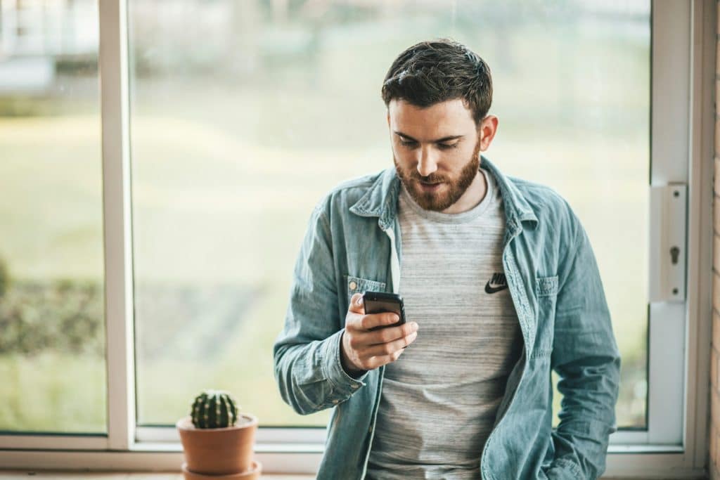 checking phone anxiously