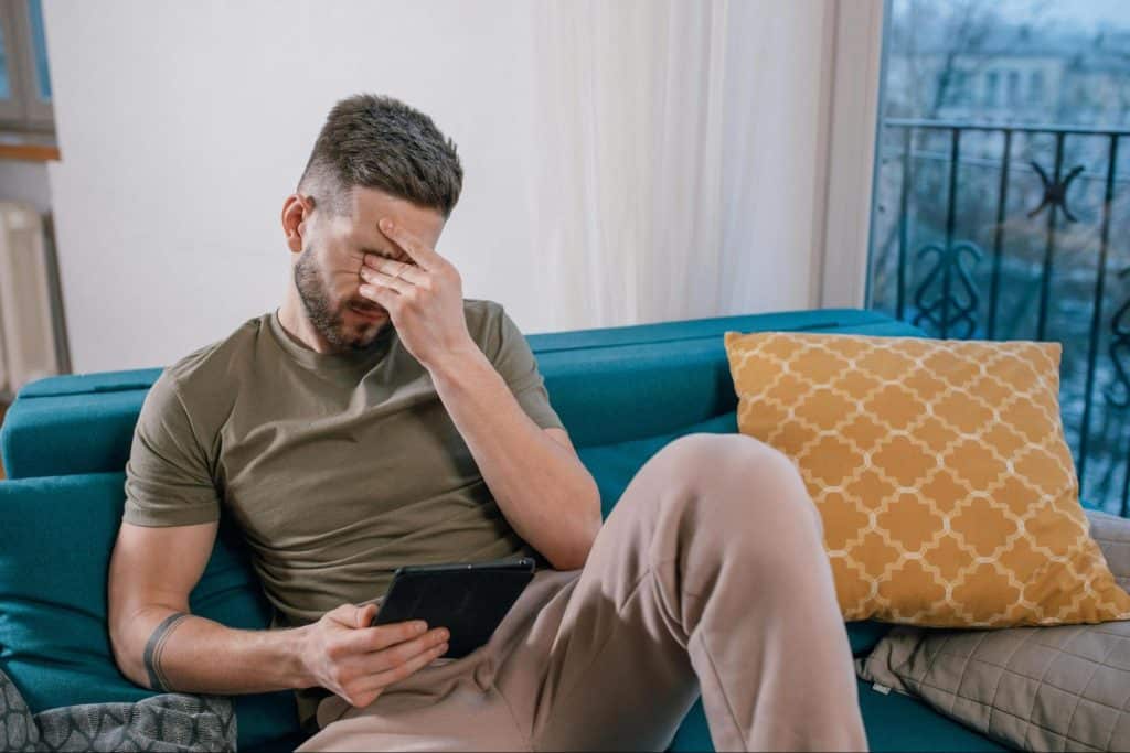 A man at the sofa