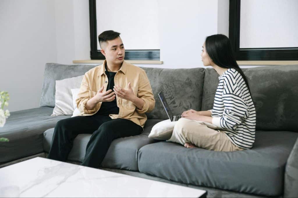 A man and woman arguing