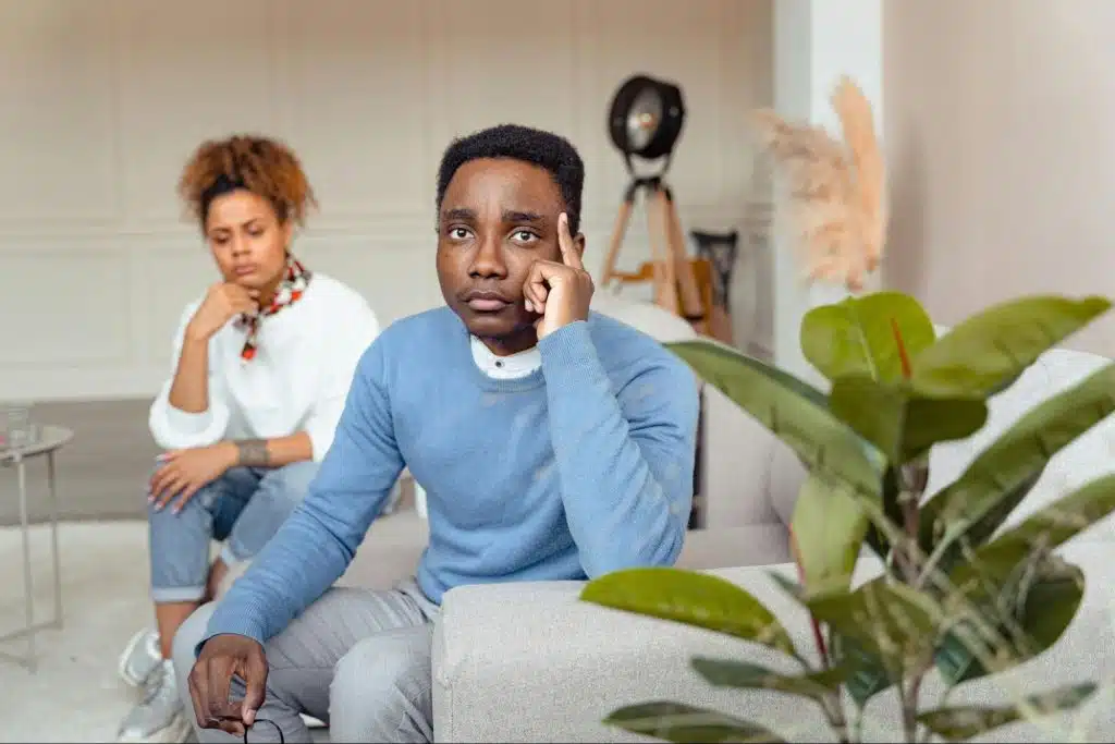 A man and woman not talking to each other