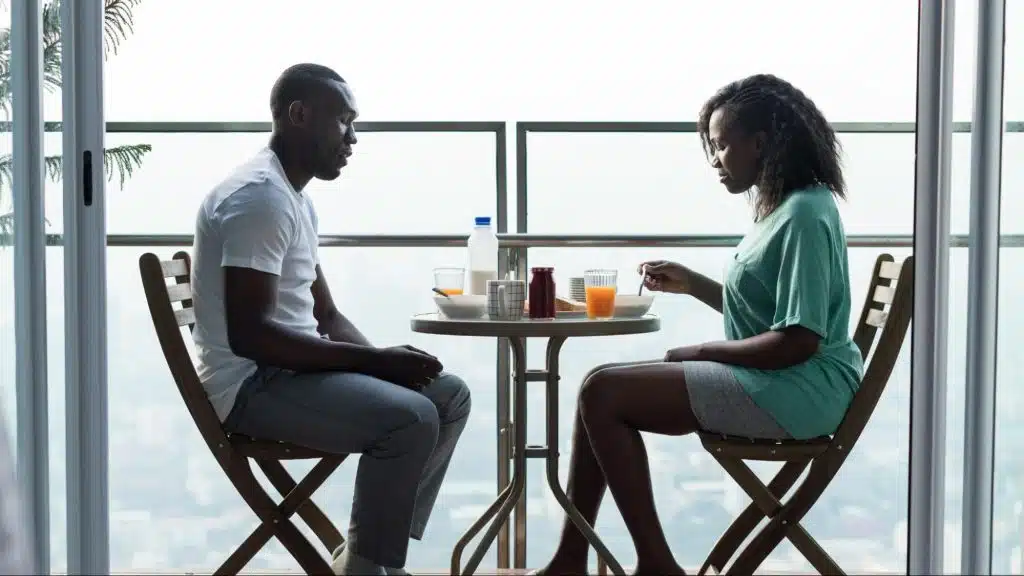 A man and woman having a meal