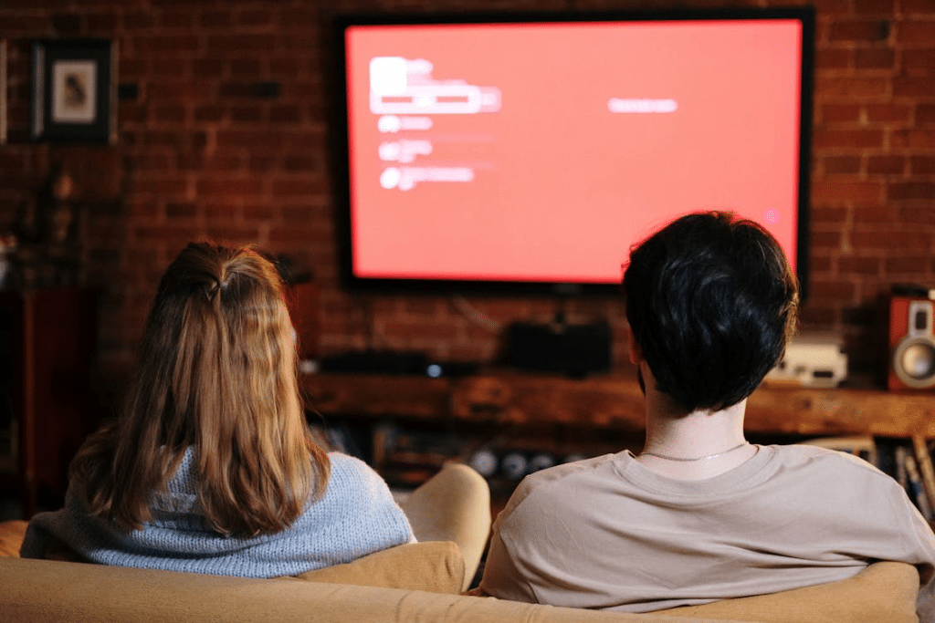 A couple watching a movie