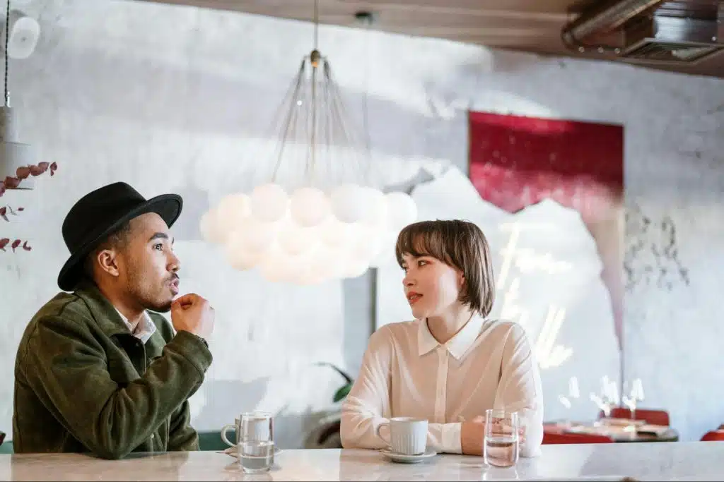 A man and woman dating