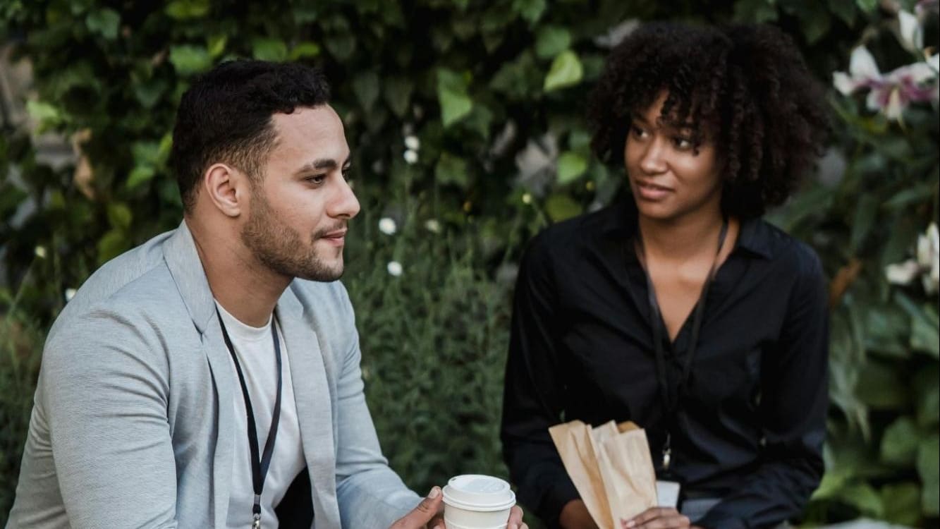 Woman listening to a man