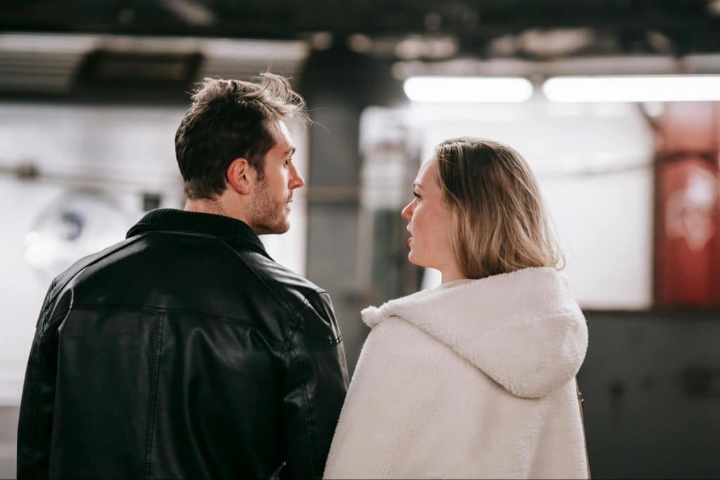 A woman asking a man