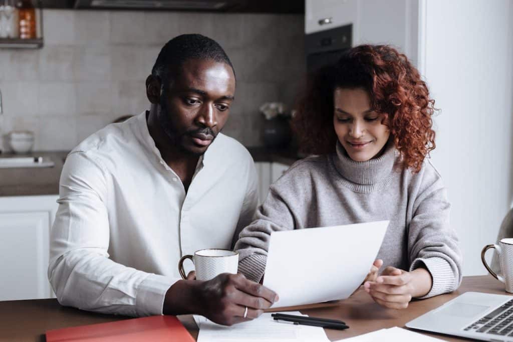 parents reviewing bills