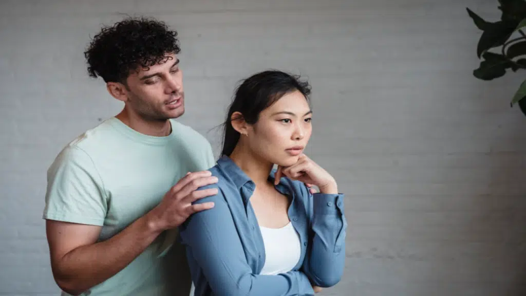 A woman ignoring her husband
