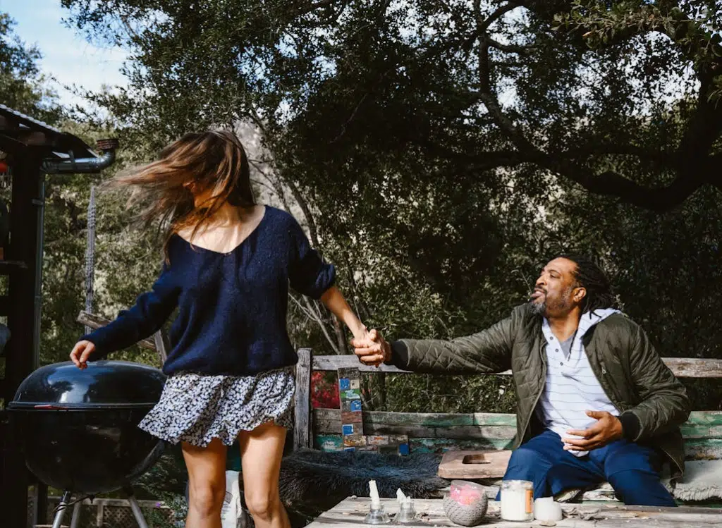Upset Man and Woman in Yard