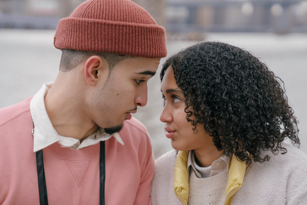 Couple spending time together and looking into each other’s eyes