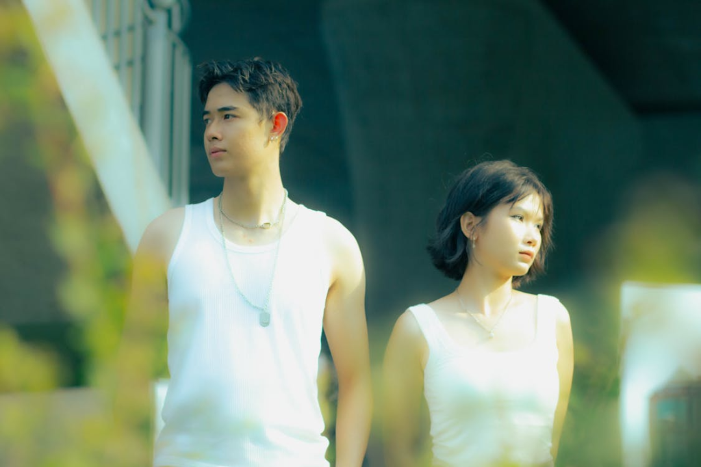 Couple looking away from each other