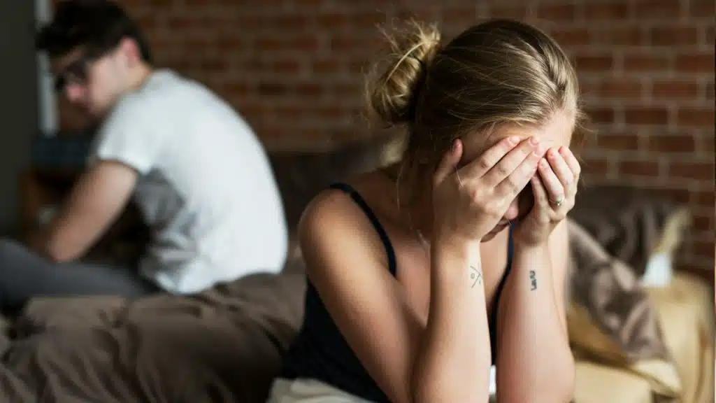 A frustrated couple after having an argument.