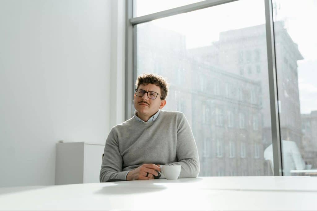 A man alone and thinking