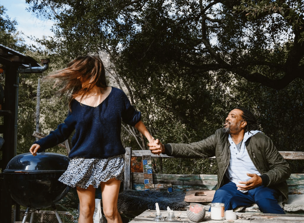 Upset Man and Woman in Yard