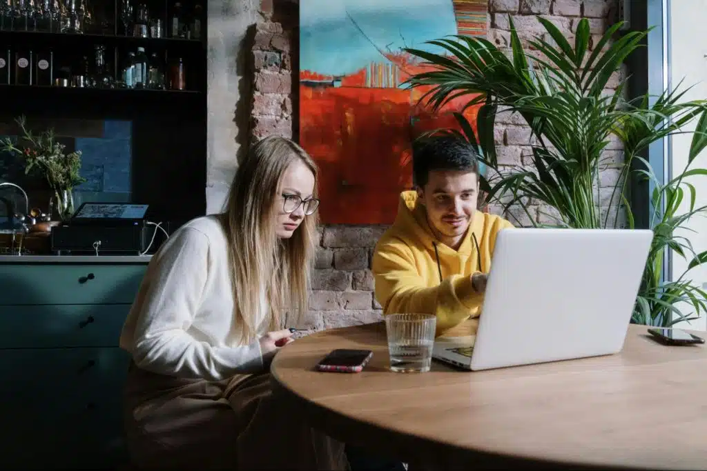 A man and woman planning