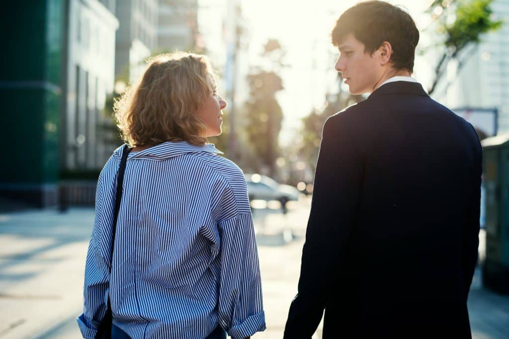 couple talking during a walk