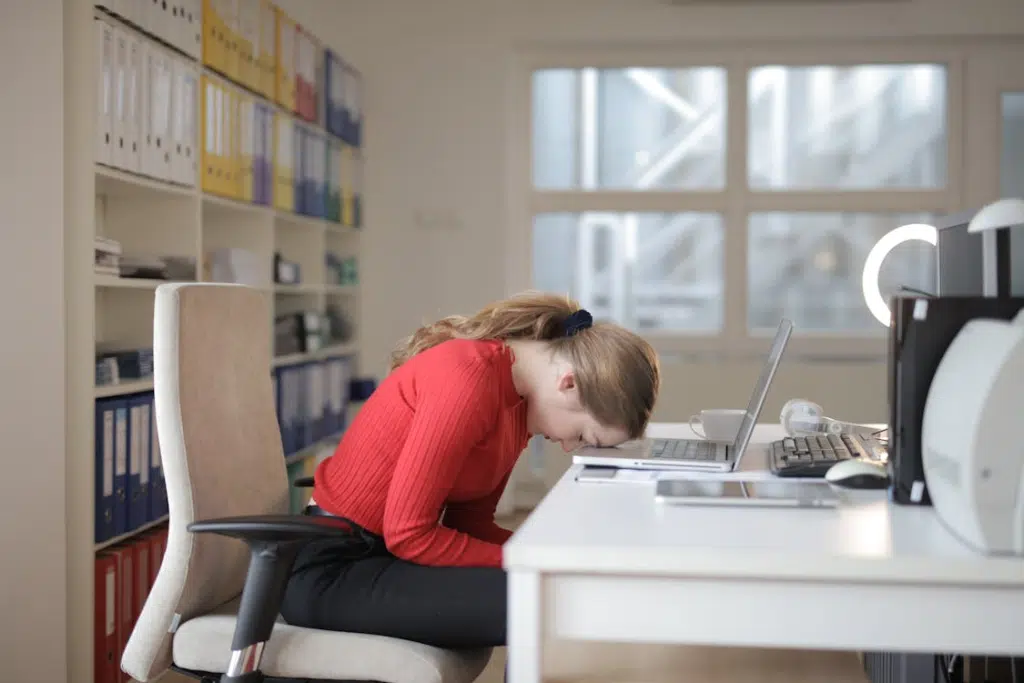 Woman exhausted at work