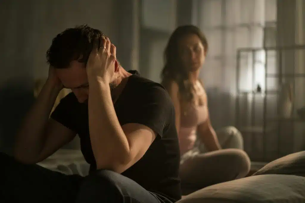 stressed couple home