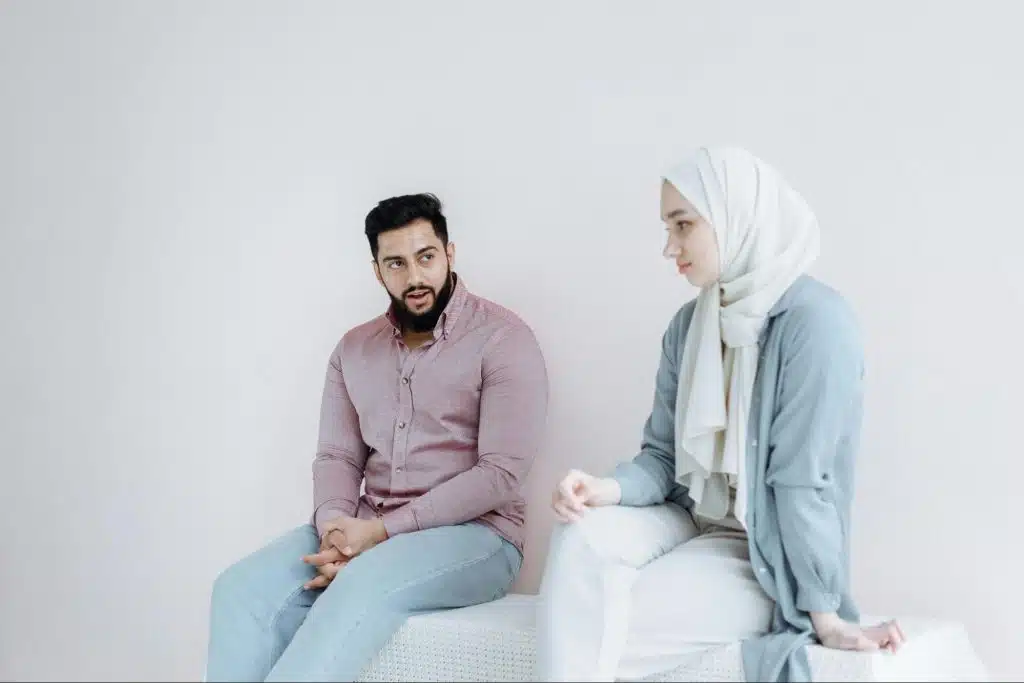 A man offering solutions to woman