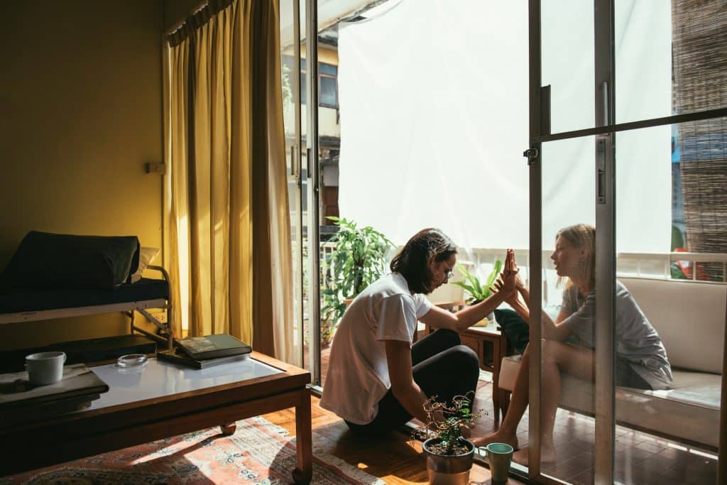 quiet couple indoors