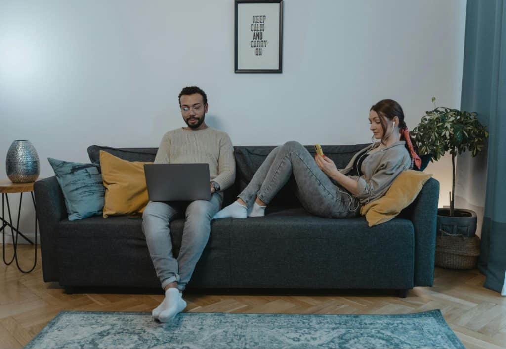A man and woman not talking to each other