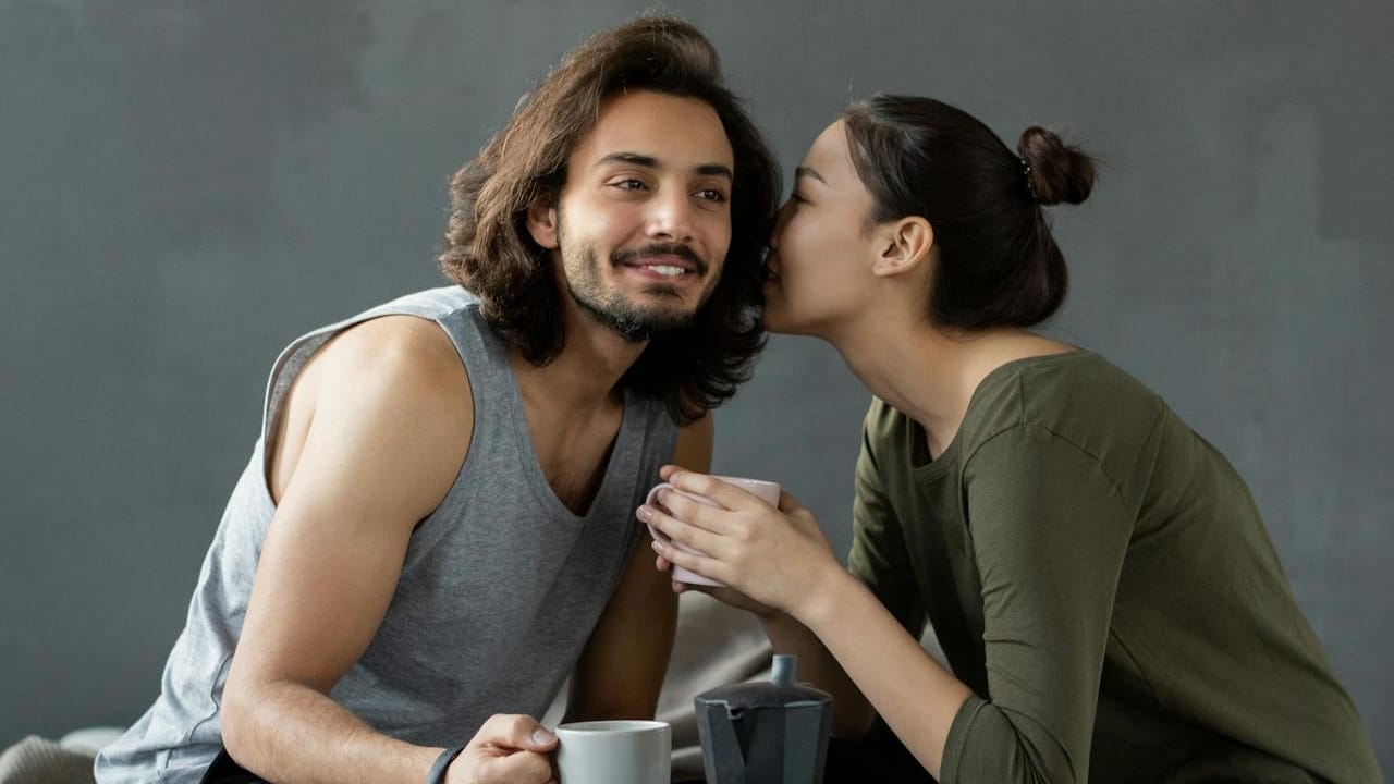 thoughtful couple indoors