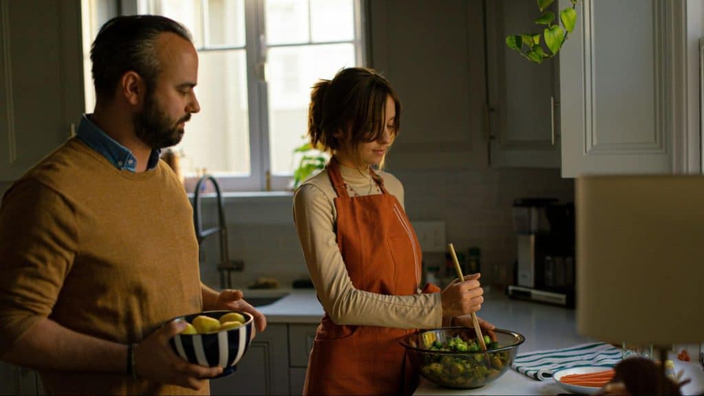 A man and woman at home