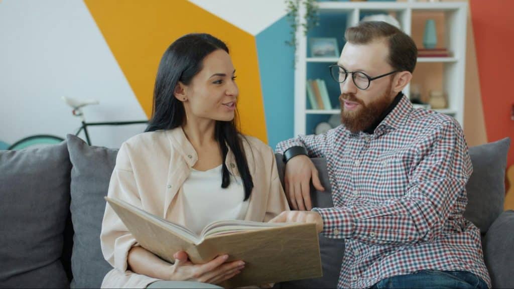 A man controlling what the woman says